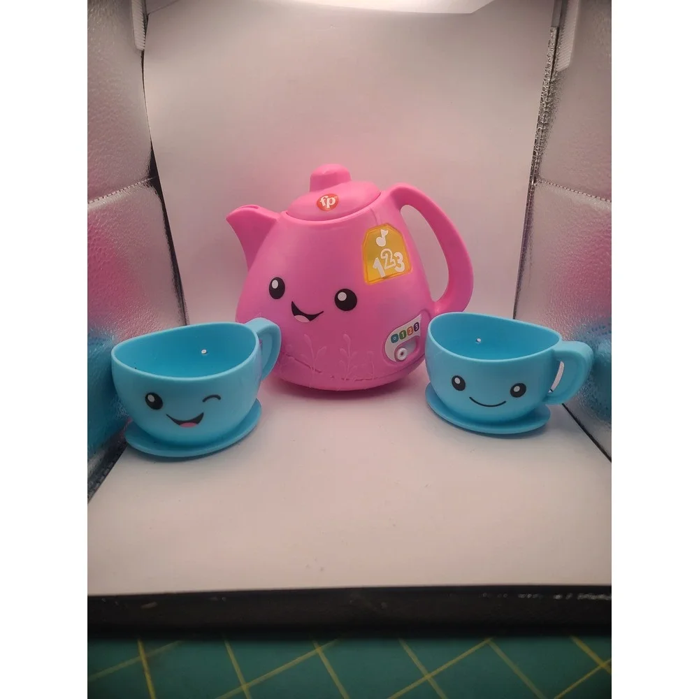 Fisher-Price Laugh Learn Sweet Manners Tea Set Pink Teapot Blue Cups HND91 CDG07